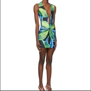 Louisa Ballou Blue & Yellow Sleeveless Ring Dress